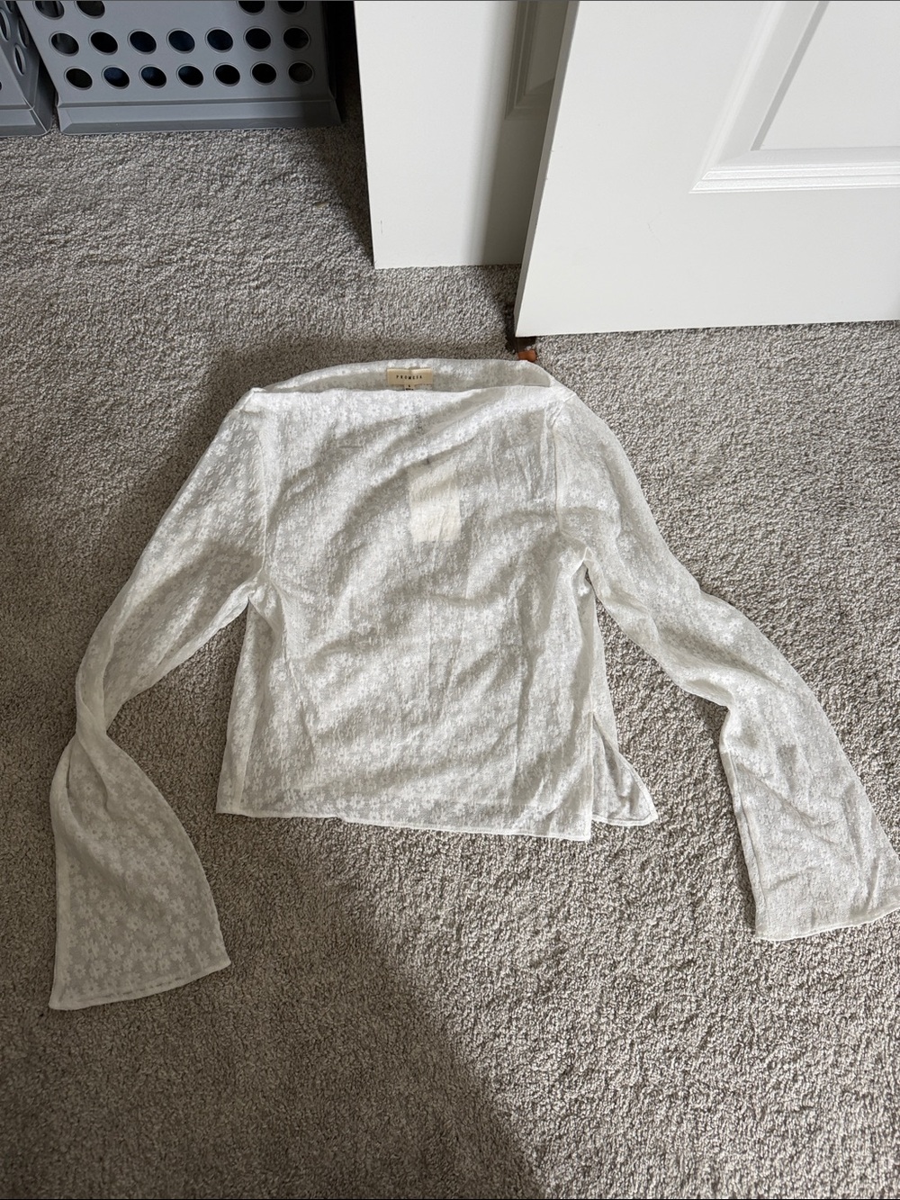 White Lace Bell-Sleeve Women's Top